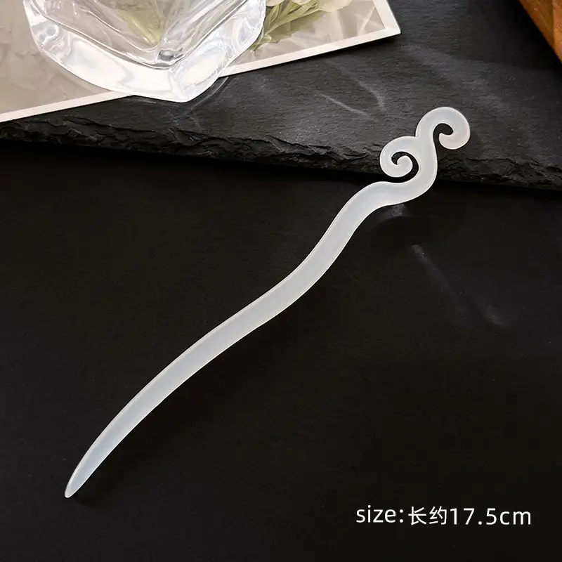 White Jade Hairpin Women's Modern Antique Hanfu Accessory - Image 8