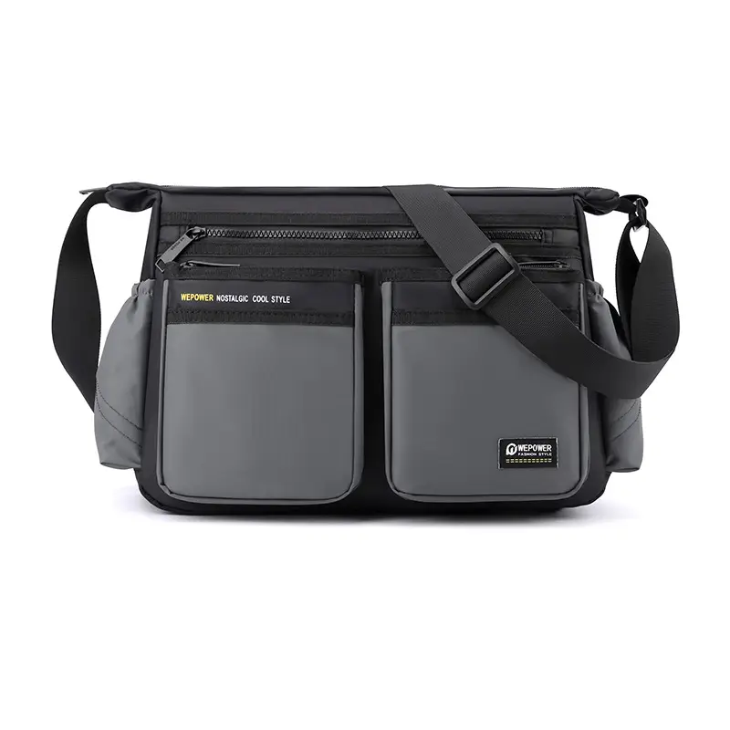 Men's Oxford Cloth Crossbody Bag Black Large Capacity - Image 9