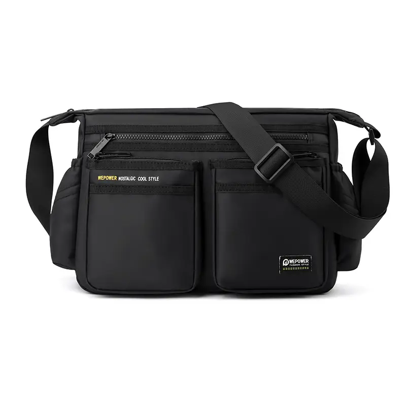 Men's Oxford Cloth Crossbody Bag Black Large Capacity - Image 2