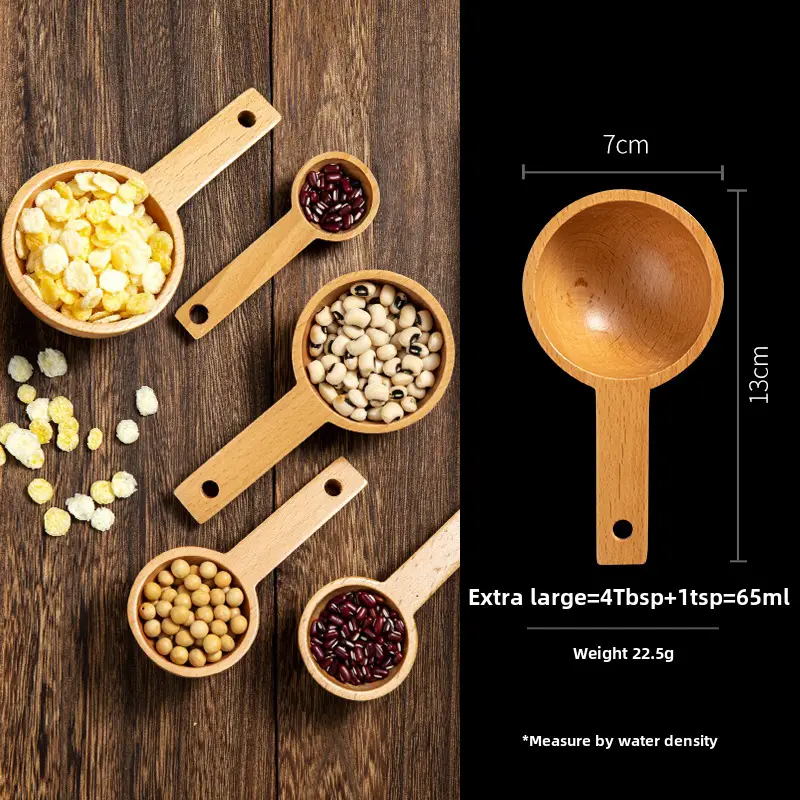 Wooden Beech Spoon Set for Kitchen Baking Scale - Image 5