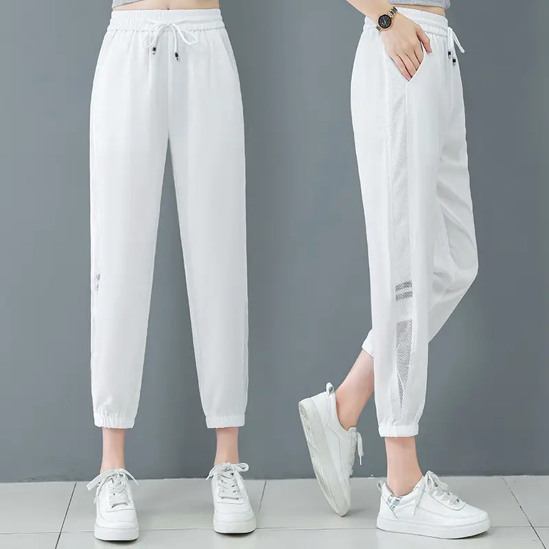 Women Ice Silk Sports Harem Pants Black 2025 - Image 3
