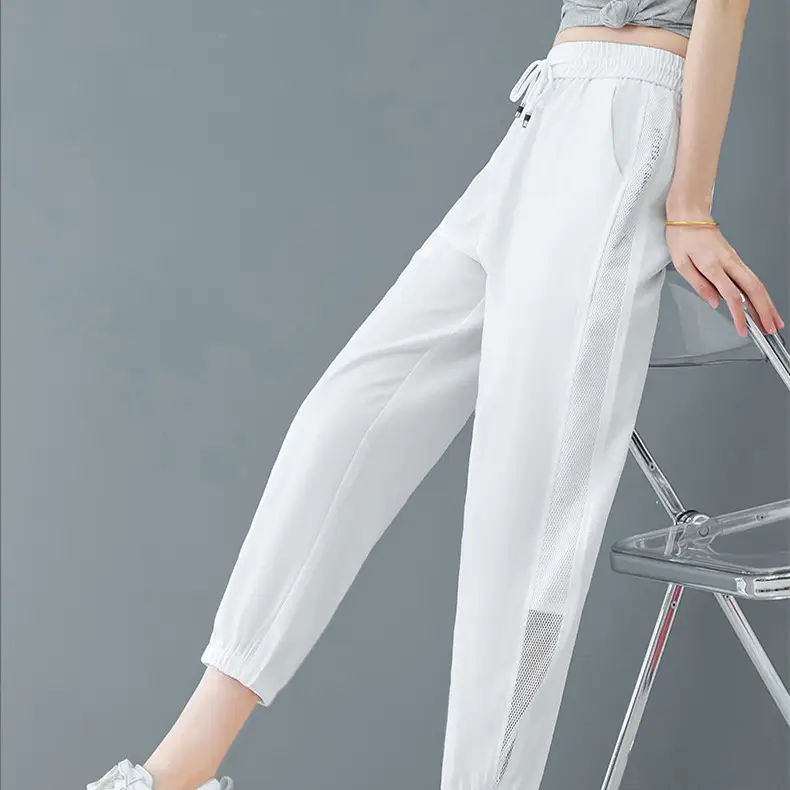 Women Ice Silk Sports Harem Pants Black 2025 - Image 4