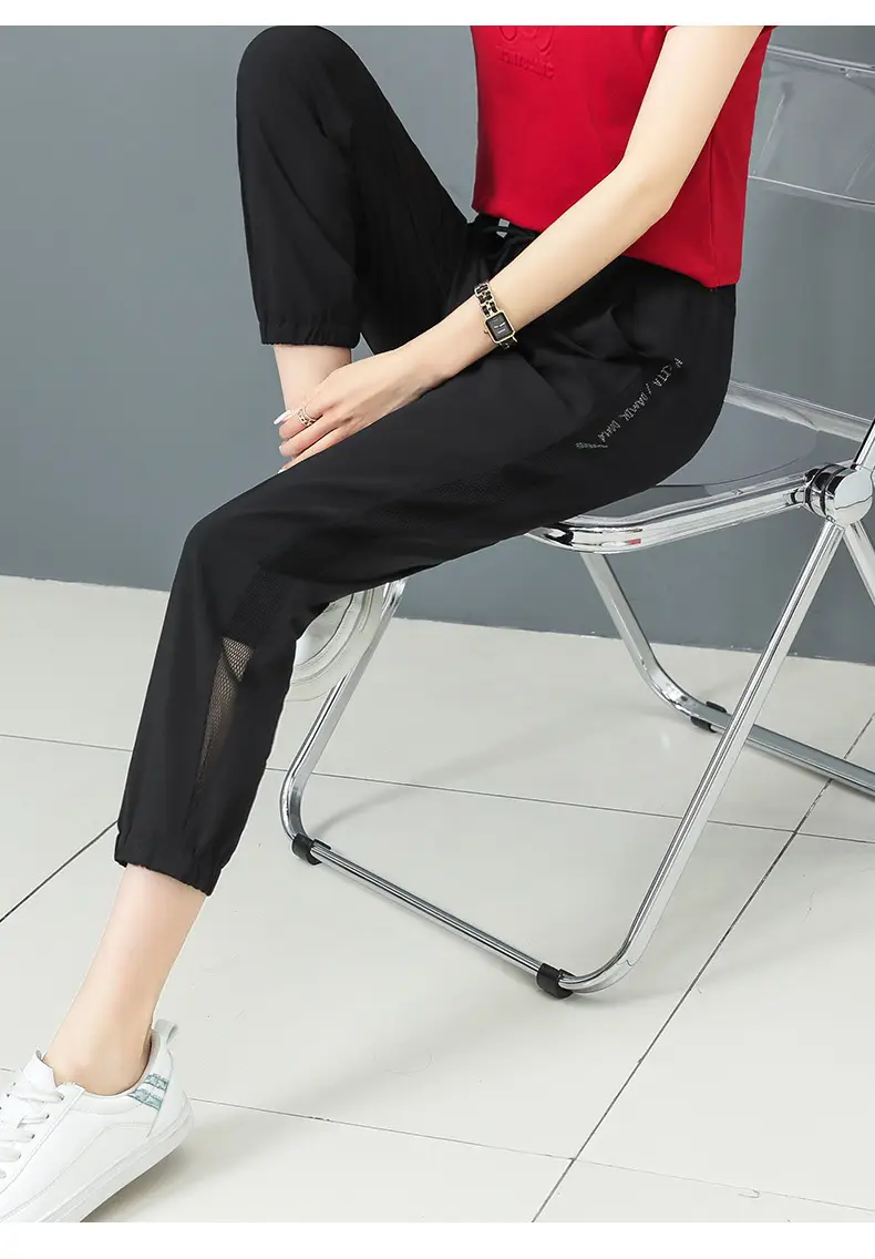 Women Ice Silk Sports Harem Pants Black 2025 — feature 15