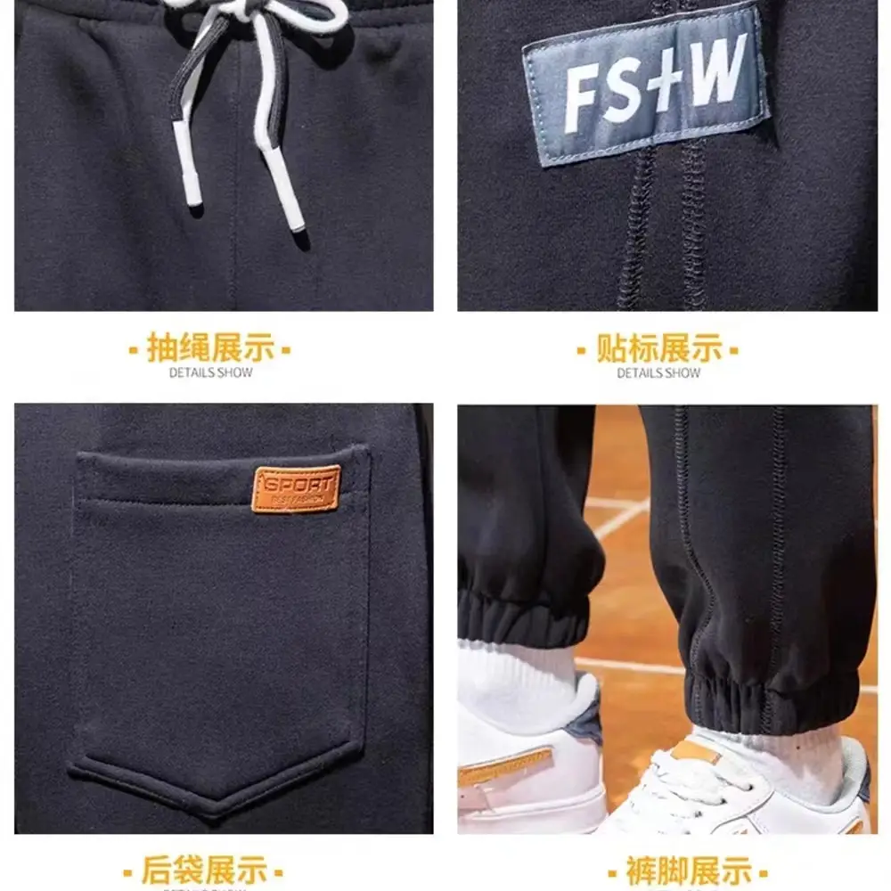 Men Grey Fleece Lined Ankle Tied Sweatpants - Image 8