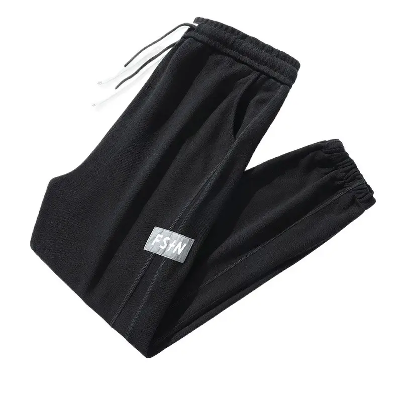 Men Grey Fleece Lined Ankle Tied Sweatpants - Image 9