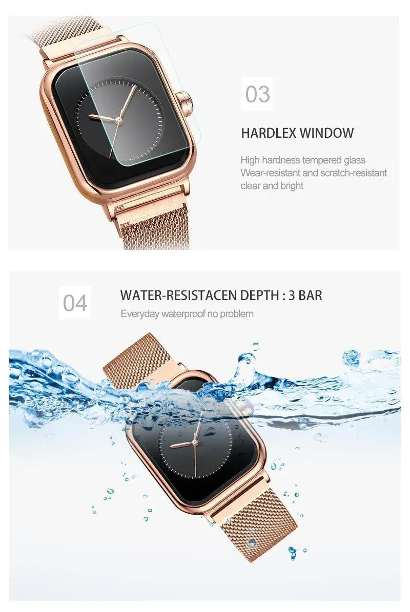 Square Rose Gold Women's Quartz Watch with Brown Strap — feature 17
