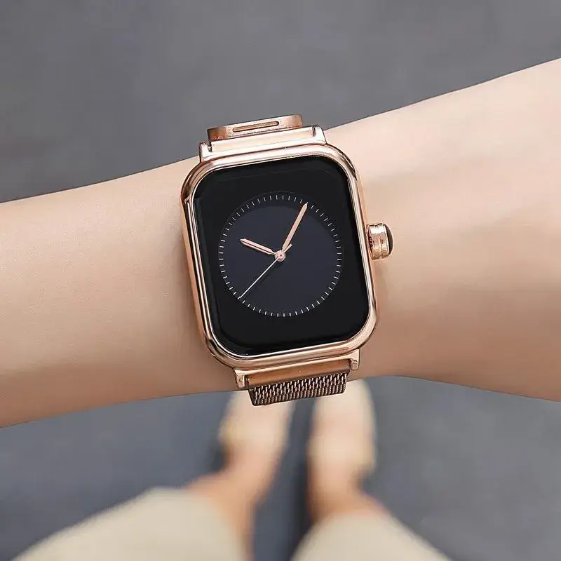 Square Rose Gold Women's Quartz Watch with Brown Strap — feature 5