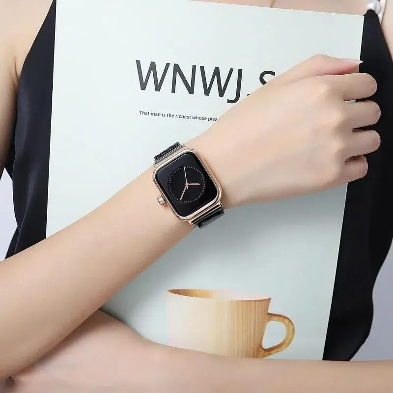 Square Rose Gold Women's Quartz Watch with Brown Strap — feature 7