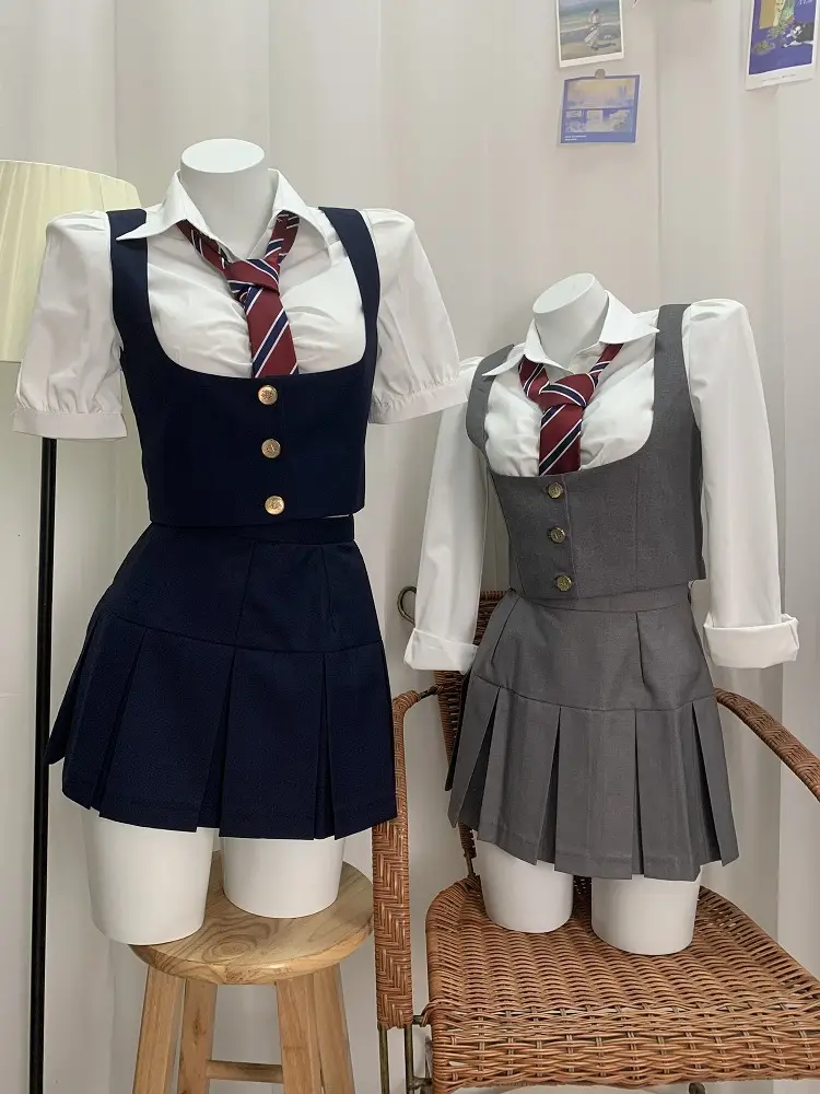 Cool House Oolong Girls Vest Suit Navy Blue Pleated Skirt - Image 5