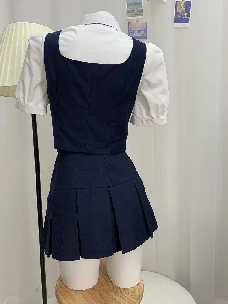Cool House Oolong Girls Vest Suit Navy Blue Pleated Skirt - Image 7