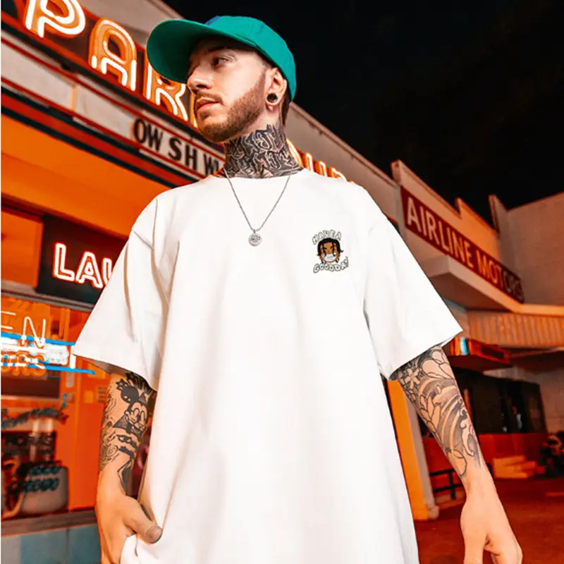 Black Oversized Men's T-Shirt with Moon Design
