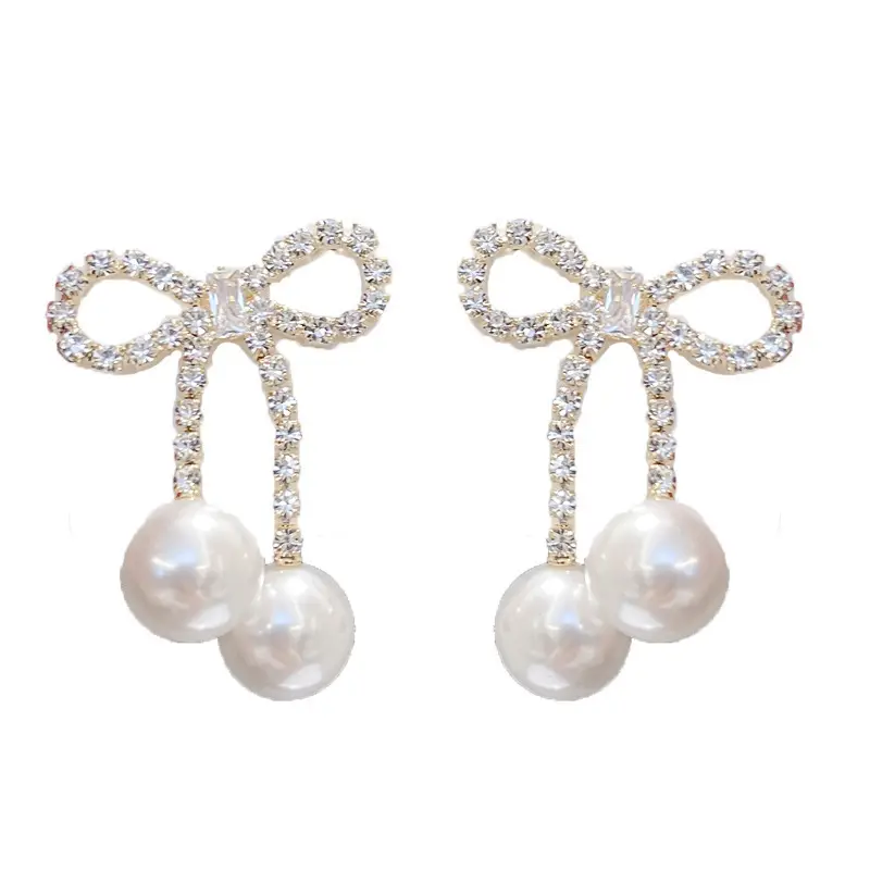 925 Silver Pearl Heart Bow Earrings for Women - Image 6