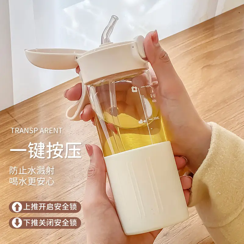 Glass Water Cup with Anti-Scalding Lid & DIY Bottle - Image 8