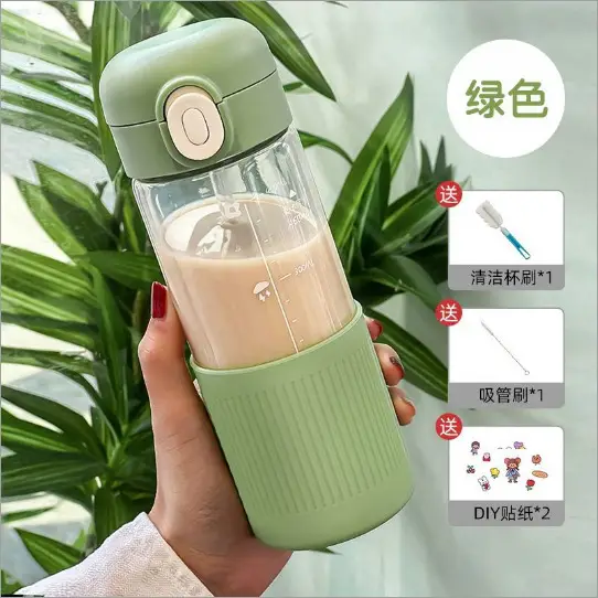 Glass Water Cup with Anti-Scalding Lid & DIY Bottle - Image 2