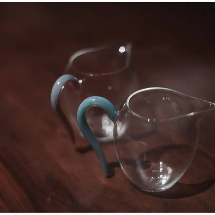 High Borosilicate Tea Cups Set with Colorful Handles