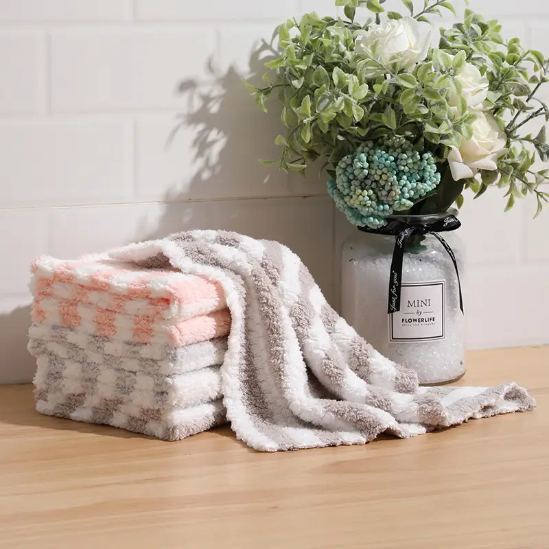 Meiliya Fleece Dishcloth Coral Kitchen Cleaning Cloth