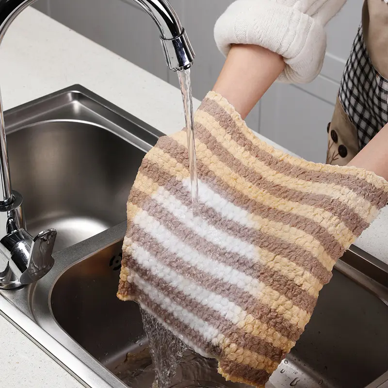 Meiliya Fleece Dishcloth Coral Kitchen Cleaning Cloth