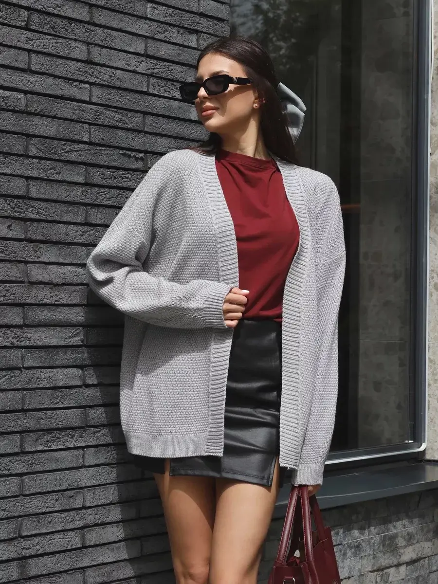 Beige Knitted Cardigan Women's Sweater 2025 Winter