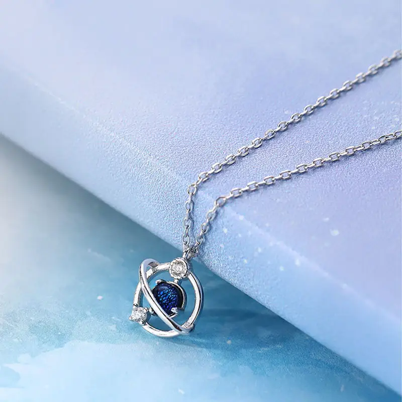 Women's Cosmic Blue Gemstone Pendant Necklace - Image 4