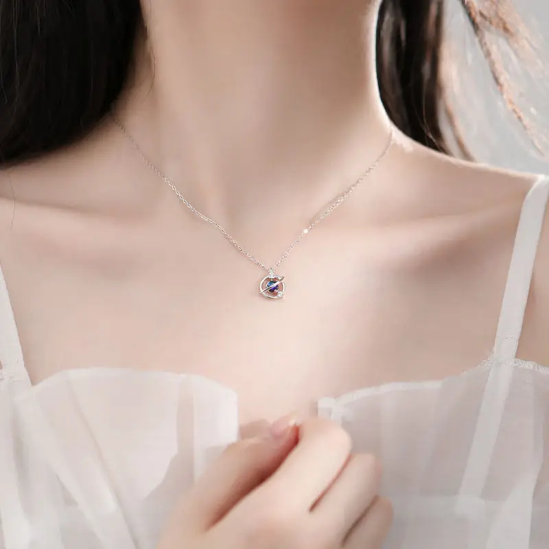 Women's Cosmic Blue Gemstone Pendant Necklace - Image 5