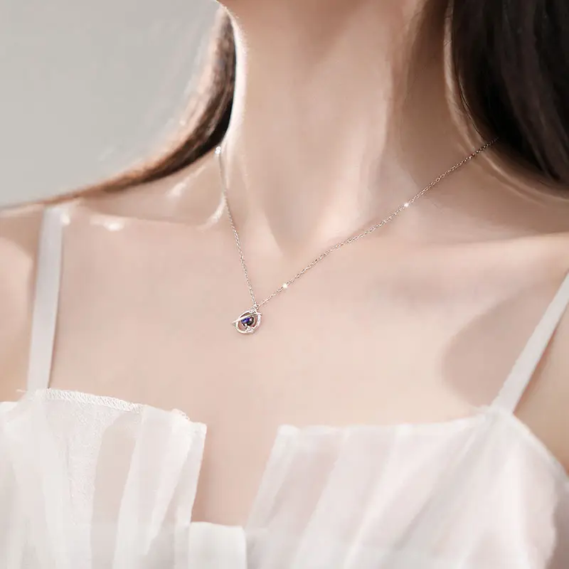 Women's Cosmic Blue Gemstone Pendant Necklace - Image 6