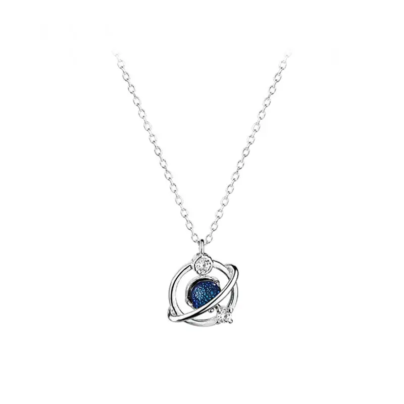 Women's Cosmic Blue Gemstone Pendant Necklace - Image 7