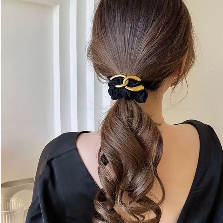 Korean Style Black French Alloy Hair Rope Loop - Image 3