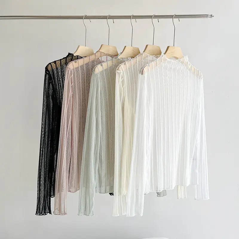 White Lace Blouse Long Sleeves Spring Wear - Image 6