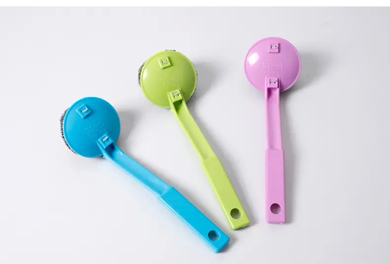 Meiliya Blue Steel Ball Pot Brush with Long Handle — feature 15