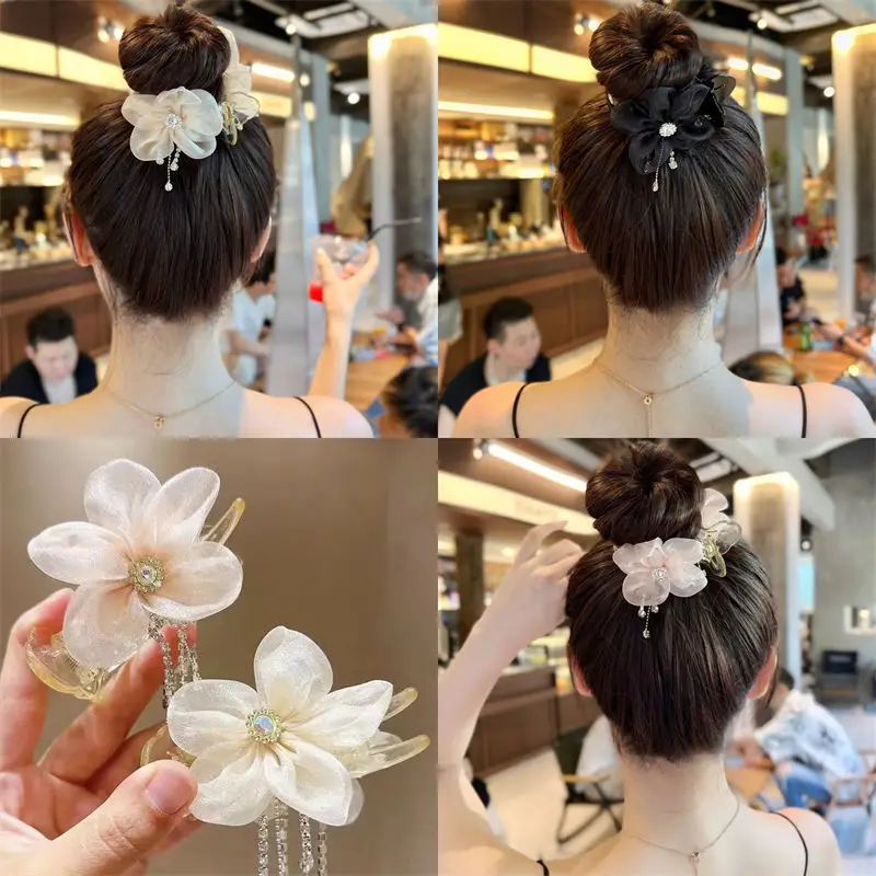 Black Sunflower Tassel Hairpin for Women - Image 6