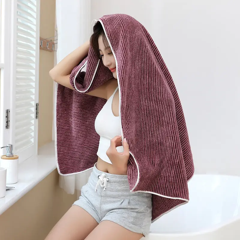 Coral Fleece Bath Towel 70x140 Grey Microfiber - Image 7