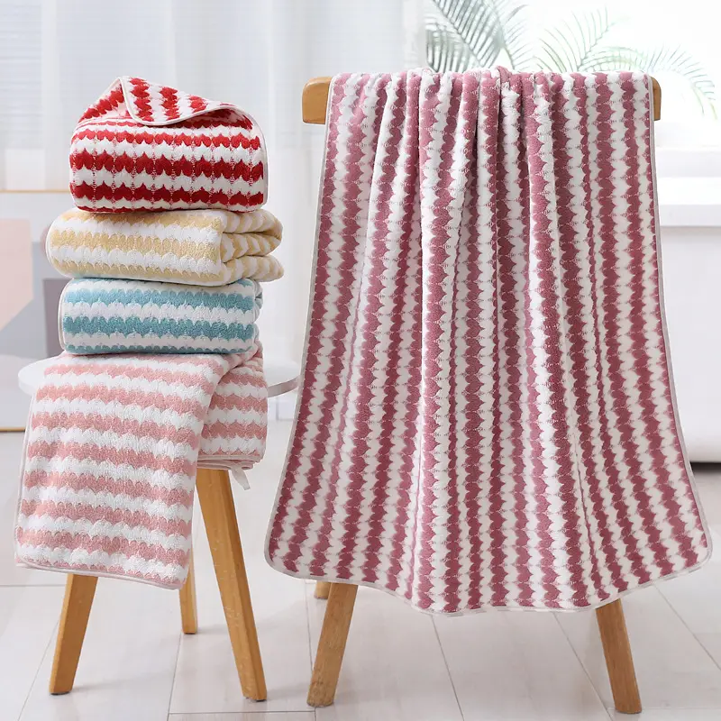 Coral Fleece Bath Towel 70x140 Grey Microfiber - Image 8