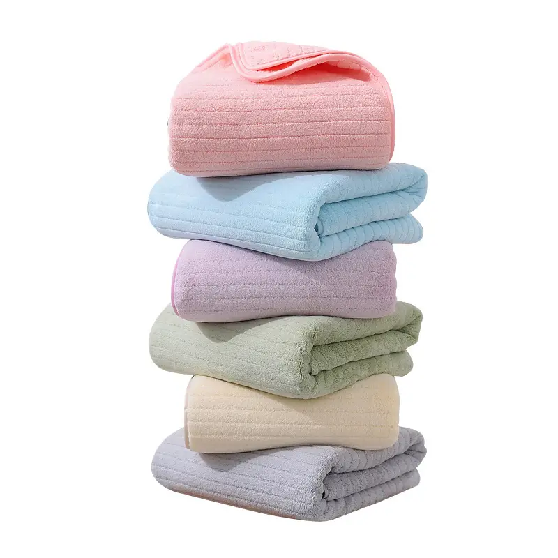 Coral Fleece Bath Towel 70x140 Grey Microfiber - Image 10