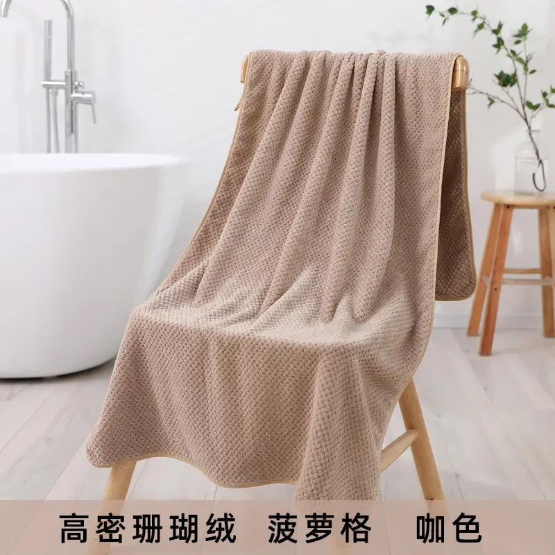 Coral Fleece Bath Towel 70x140 Grey Microfiber - Image 4