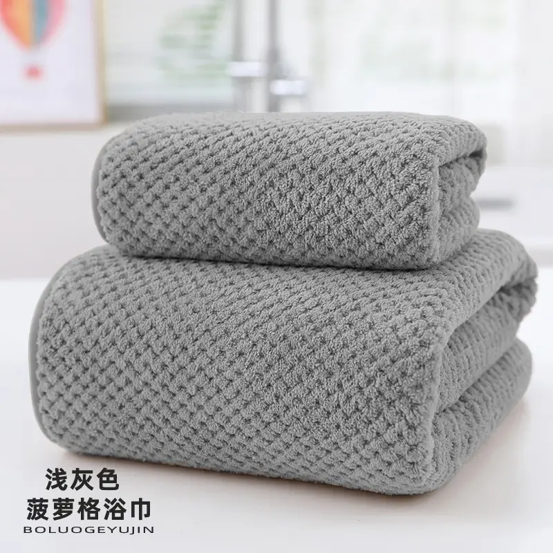 Coral Fleece Bath Towel 70x140 Grey Microfiber - Image 5