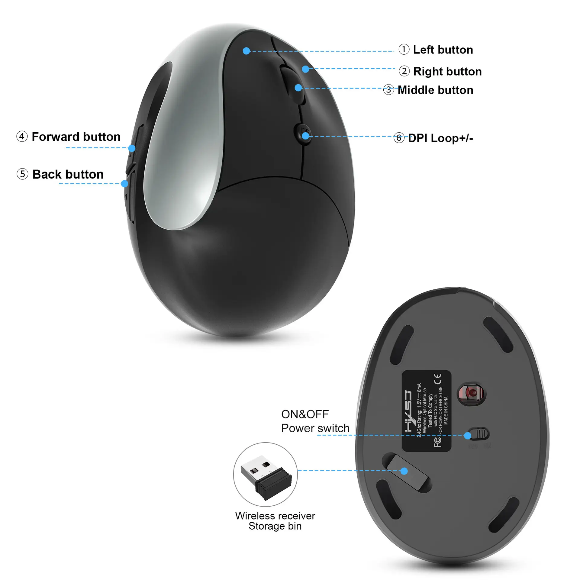 2.4G Wireless Mouse Rechargeable 600MA 2400 DPI — feature 23