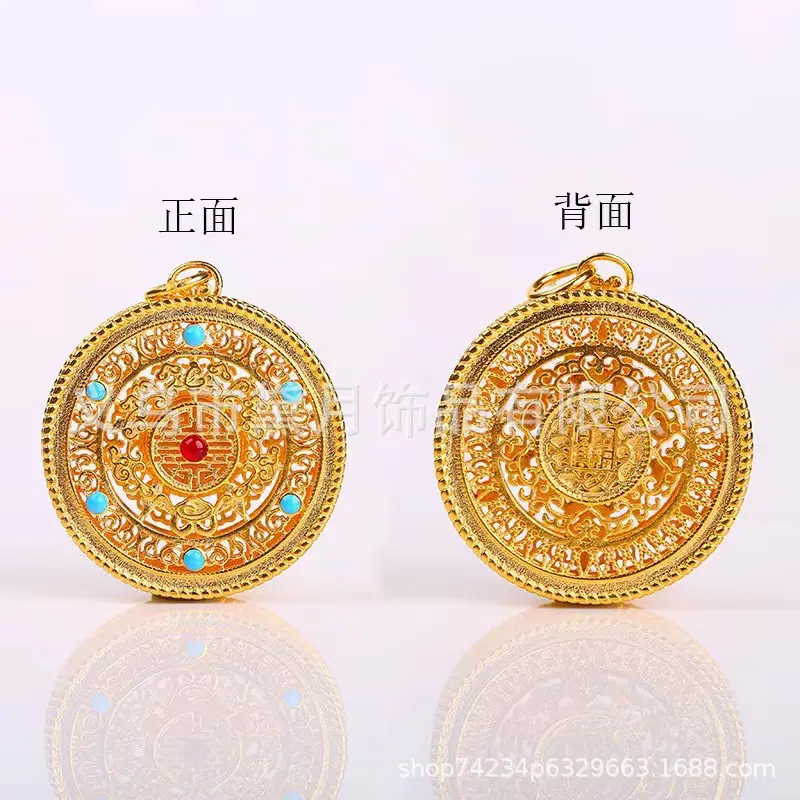 Five Blessings Gold Pendant with Diamond Accents - Image 5
