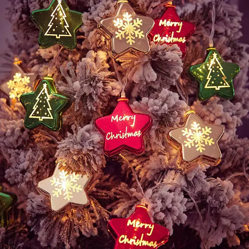 LED Christmas Tree Lights with Electroplated Snowmen