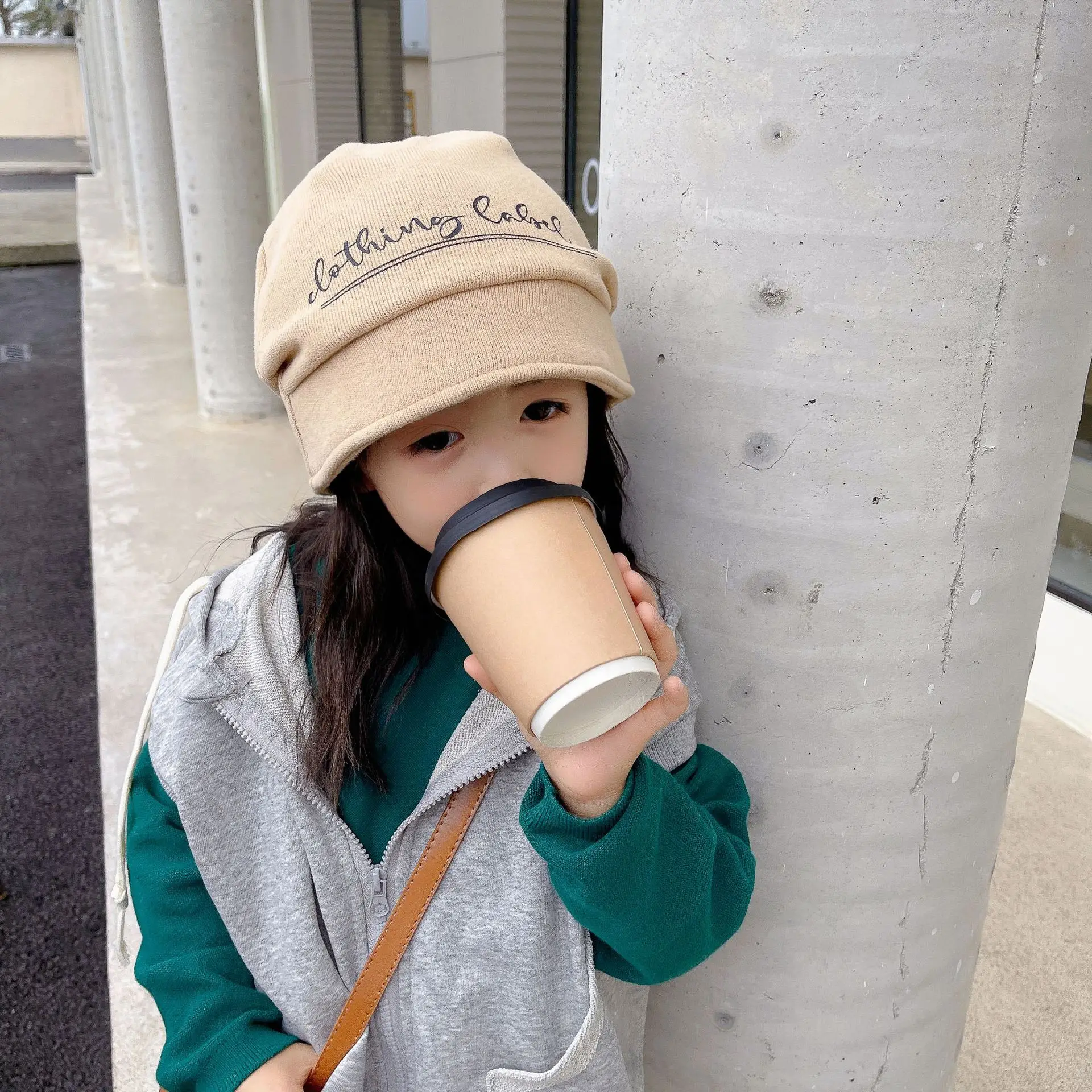 Women's Beige Embroidered Beanie for Winter