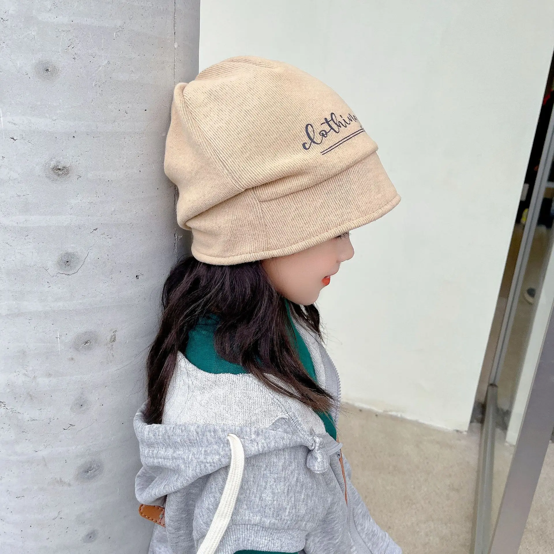Women's Beige Embroidered Beanie for Winter