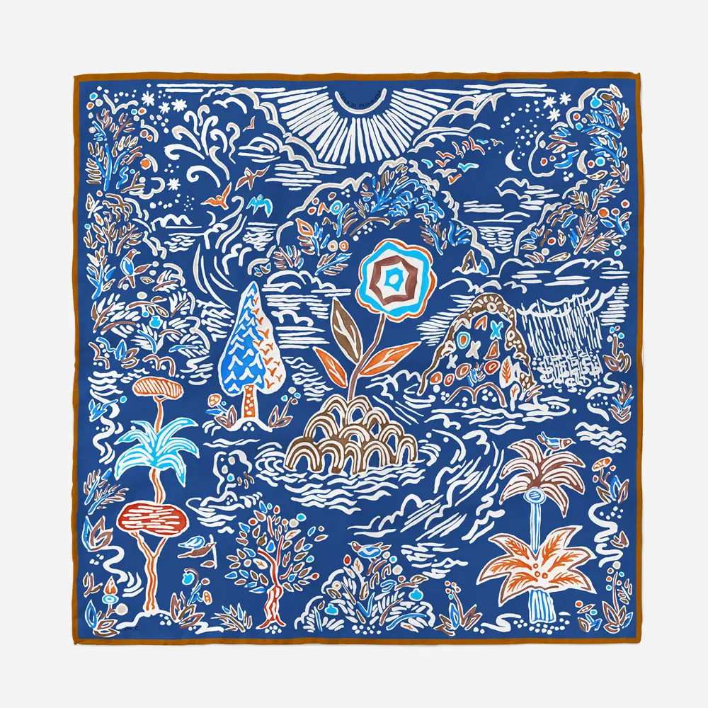 53cm Vintage Hand-Painted Floral Scarf for Women