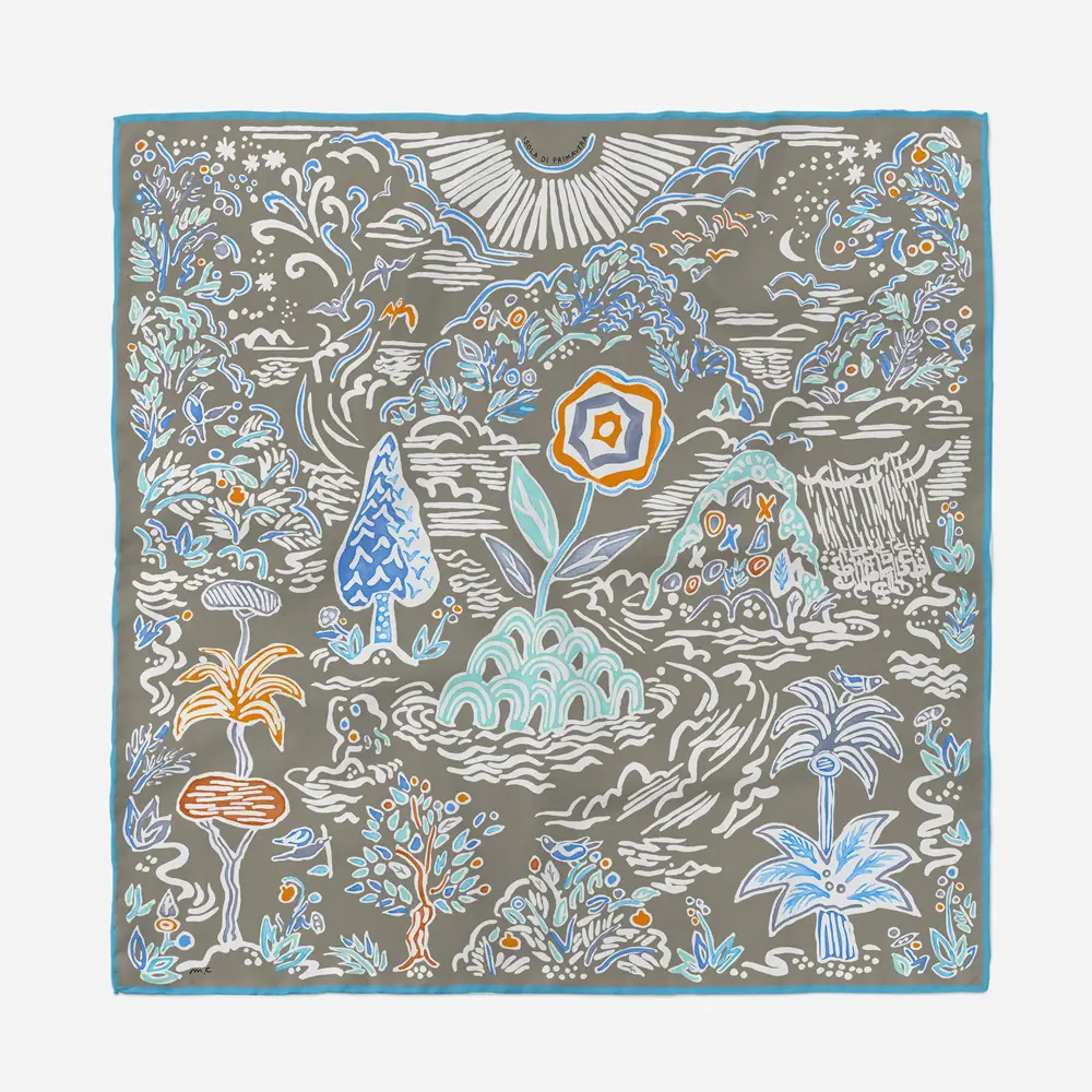 53cm Vintage Hand-Painted Floral Scarf for Women