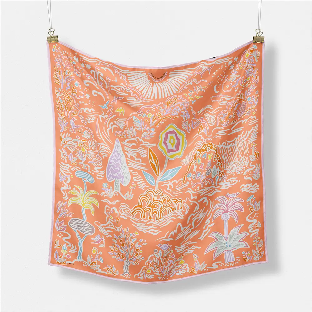 53cm Vintage Hand-Painted Floral Scarf for Women