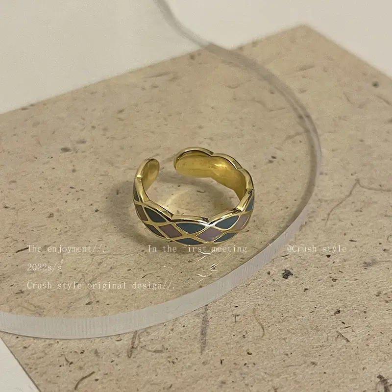 Butterfly Pearl Drop Glaze Open Ring Gold Tone - Image 2