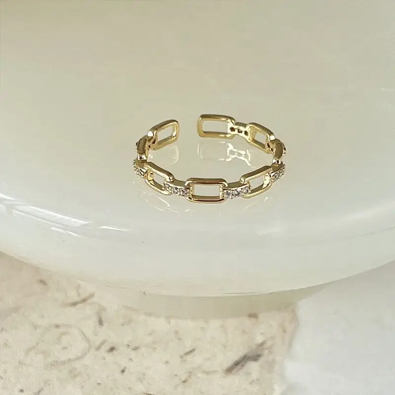 Butterfly Pearl Drop Glaze Open Ring Gold Tone - Image 3