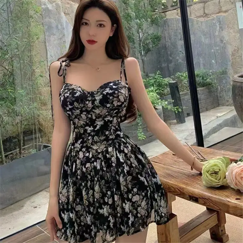 Women's Floral Slimming Sling Dress 2022 Summer