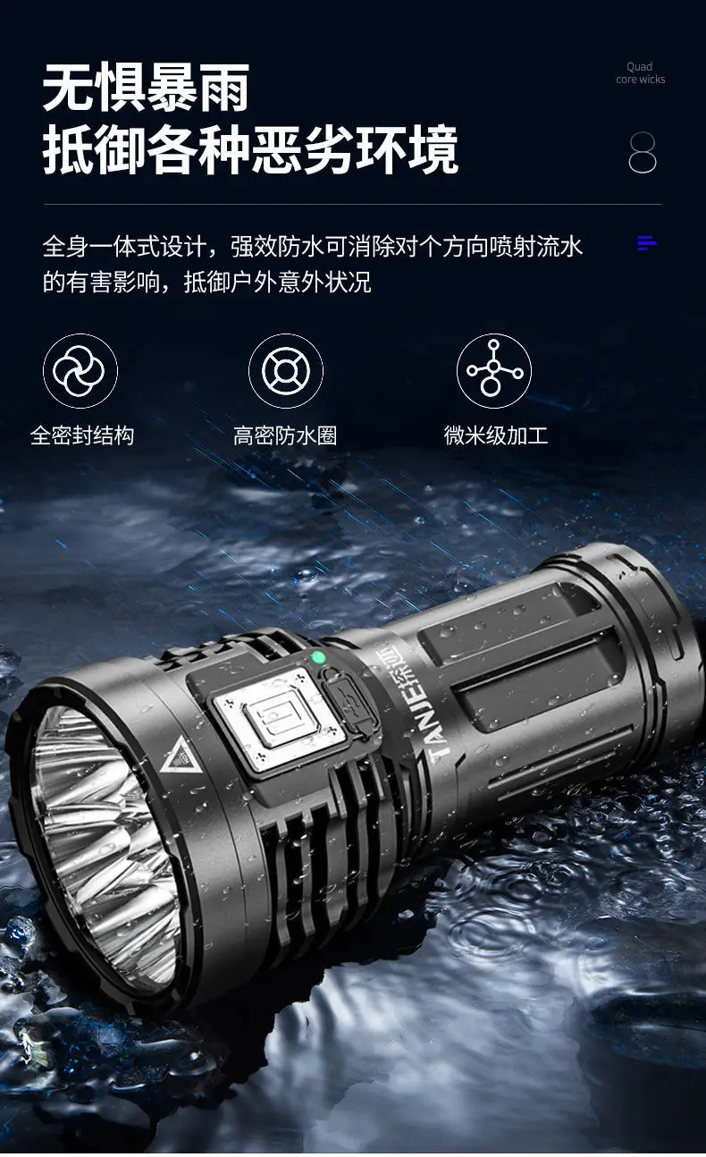 Eight-Core Ultra-Bright Flashlight for Outdoor Use — feature 13