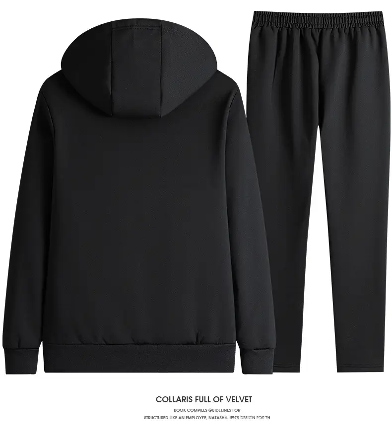 Men Grey Fleece Hoodie Pants Set Large Spring Autumn Wear — feature 12