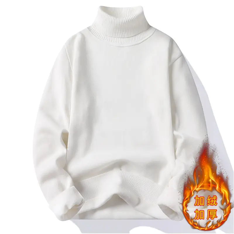 Men's Black Fleece Lined Sweater with High Neck - Image 12
