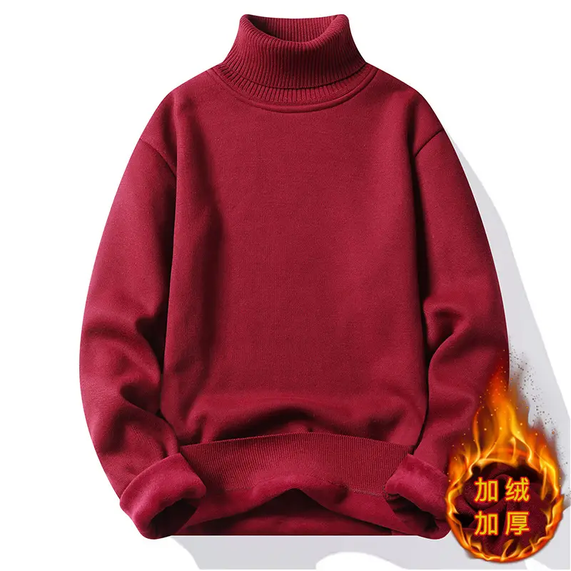 Men's Black Fleece Lined Sweater with High Neck - Image 13